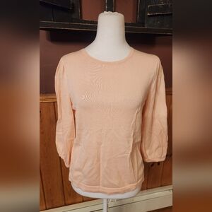 Ann Taylor Peachy Pink Pullover Sweater 3/4 Sleeve Size Small Petite